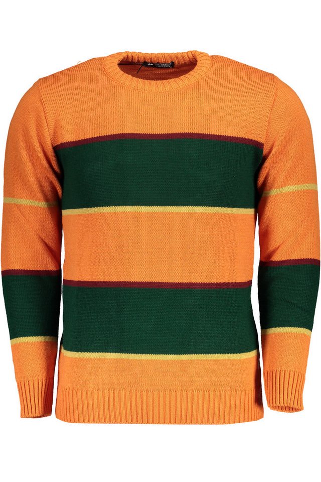 U.S. GRAND POLO Strickpullover Modischer Herrenpullover Orange - Rundhals, Kontrastdetails, Langarm von U.S. GRAND POLO