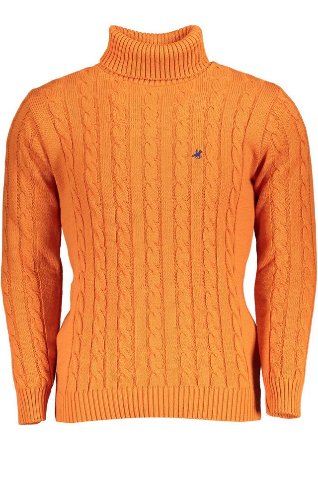 U.S. GRAND POLO Strickpullover Orange Herren-Rollkragenpullover mit Zopfmuster und Stickerei-Details von U.S. GRAND POLO