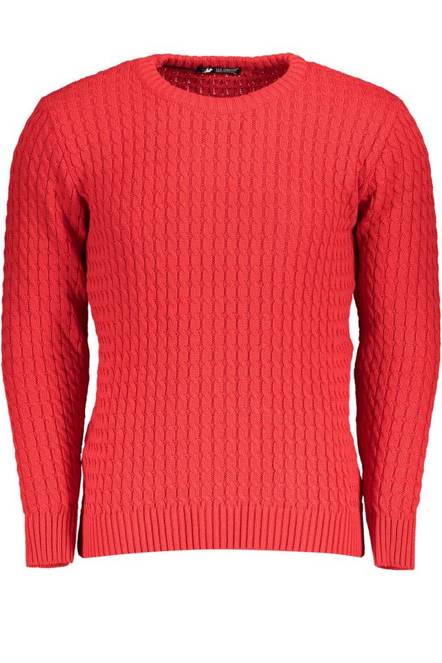 U.S. GRAND POLO Strickpullover Stylischer Herrenpullover in Rot mit Rundhals und Zopfmuster von U.S. GRAND POLO