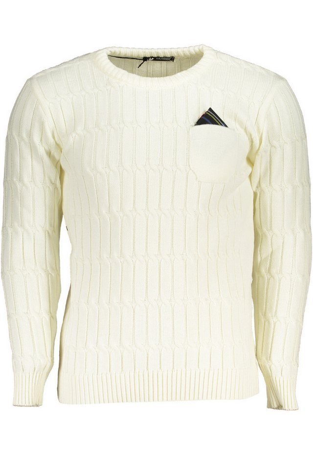 U.S. GRAND POLO Strickpullover Weißer Herrenpullover mit Zopfmuster & Brusttasche - Stilvolle Detail von U.S. GRAND POLO