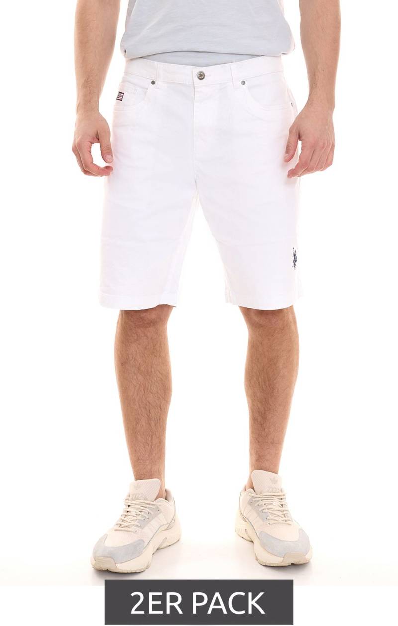 2er Pack U.S. POLO ASSN. Abel Herren Chino-Shorts nachhaltige Baumwoll-Bermuda 157 59799 52940 401 Weiß von U.S. POLO ASSN.