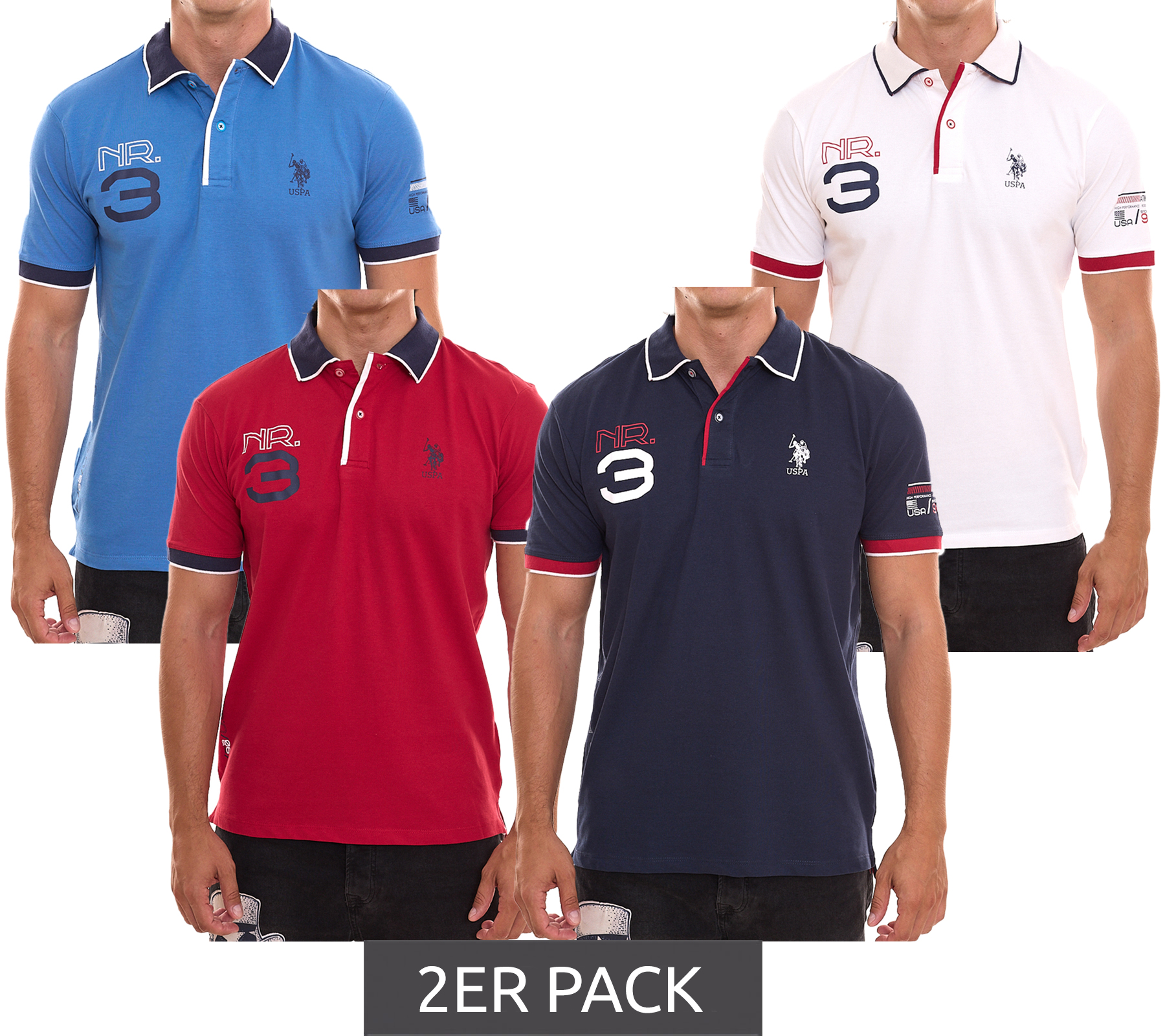 2er Pack U.S. POLO ASSN. Kurzarm Polo-Hemd bequemes Polo-Shirt für Herren mit Frontprint Baumwoll-Shirt SPARPACK Blau, Weiß oder Rot 2er Pack U.S. POLO ASSN. Kurzarm Polo-Hemd bequemes Polo-Shirt für Herren mit Frontprint Baumwoll-Shirt SPARPACK Blau, Weiß oder Rot von U.S. POLO ASSN.