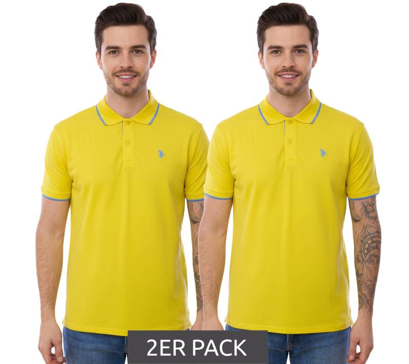 2er Sparpack U.S. POLO ASSN. Herren Polo-Shirt Basic-Shirt Baumwoll-Shirt Kurzarm-Shirt 197 63899 52520 115 Gelb/Hellblau von U.S. POLO ASSN.