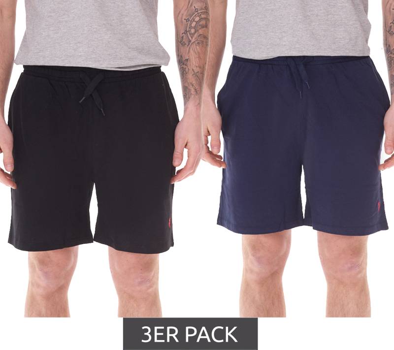 3er Pack U.S. POLO ASSN. Herren Freizeit- & Sport-Shorts leichte Fitness-Short mit U.S. Polo Stickerei kurze Hose US16738 Schwarz/Rot oder Dunkelblau/Rot von U.S. POLO ASSN.