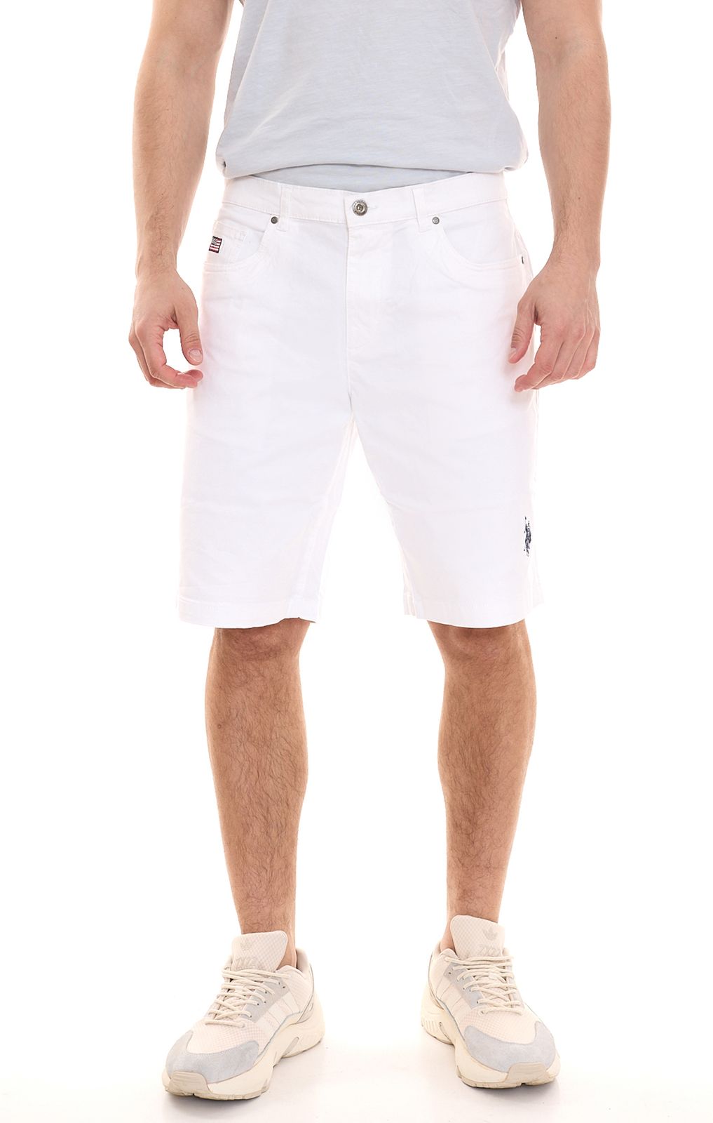 U.S. POLO ASSN. Abel Herren Chino-Shorts nachhaltige Baumwoll-Bermuda 157 59799 52940 401 Weiß von U.S. POLO ASSN.