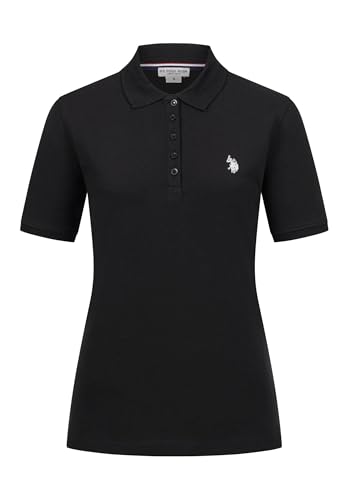 U.S. POLO ASSN. Damen Polo Shirt (S-2XL) kurzärmliges Poloshirt klassisches stilvolles Oberteil P007 - Schwarz-Grau Größe L - Gr.L von U.S. POLO ASSN.