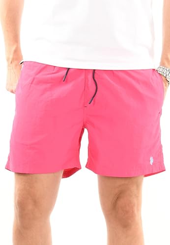 U.S. POLO ASSN. Herren Bade Short (S-3XL) Schwimmshort Kurze Hose Pants P005 - Fuchsia-Hellblau Größe L - Gr.L von U.S. POLO ASSN.
