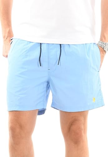 U.S. POLO ASSN. Herren Bade Short (S-3XL) Schwimmshort Kurze Hose Pants P005 - Hellblau-Gelb Größe M - Gr.M von U.S. POLO ASSN.