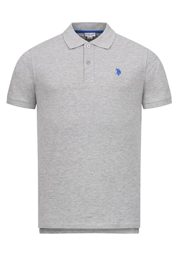 U.S. POLO ASSN. Herren Basic Kurzarm Poloshirt Polohemd P001 - Grau-Melange-Royal Größe M - Gr. M von U.S. POLO ASSN.