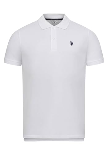 U.S. POLO ASSN. Herren Basic Kurzarm Poloshirt Polohemd P001 - Weiss-Navy Größe L - Gr. L von U.S. POLO ASSN.