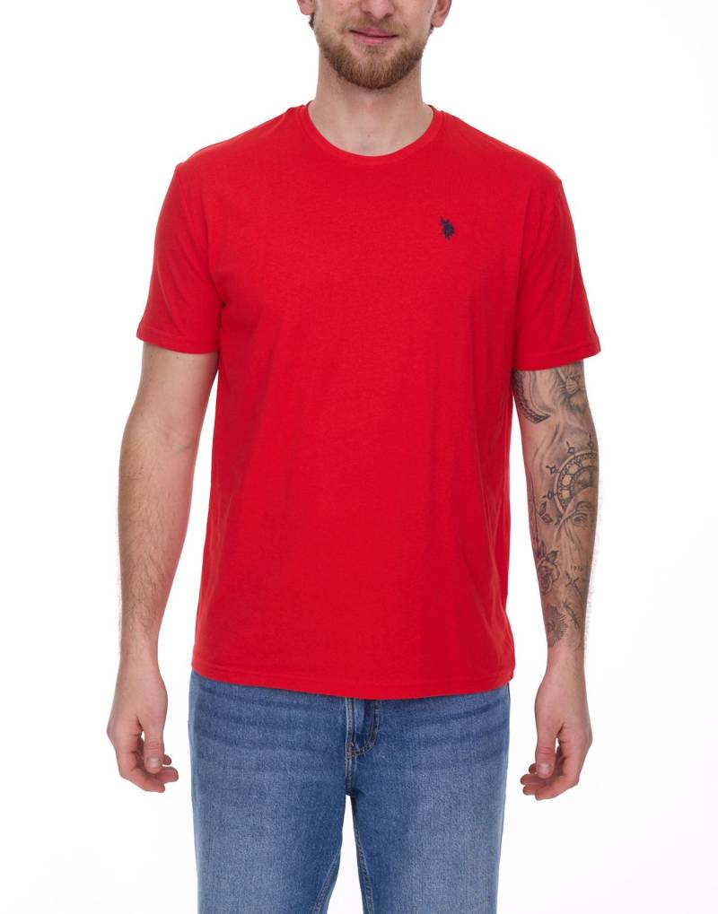 U.S. POLO ASSN. Herren Basic T-Shirt mit Marken-Stickerei Baumwoll-Shirt US40 154 035 002387 153 Rot von U.S. POLO ASSN.