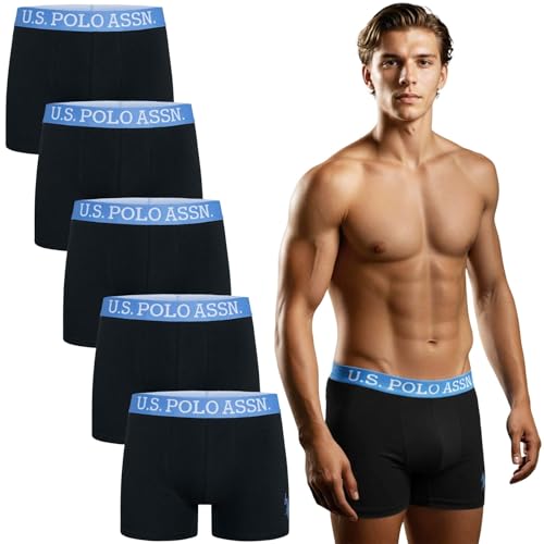 U.S. POLO ASSN. Herren Boxershort (M-3XL) im sportlichen 5er Pack, weicher Baumwollmix - P008 - Schwarz Blue - Gr.L von U.S. POLO ASSN.