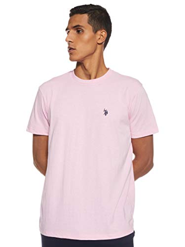 U.S. Polo Assn. Herren Crew Neck Small Pony T-Shirt, Pink Sunset Heather, Groß von U.S. Polo Assn.