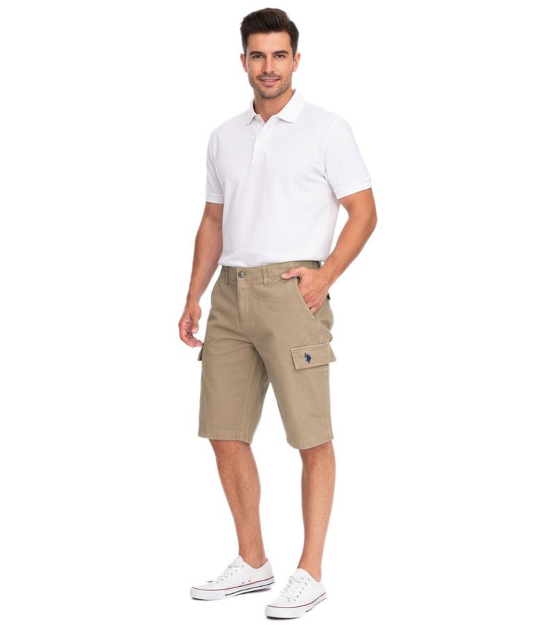 U.S. POLO ASSN. Herren Freizeit-Cargo Shorts leichte Freizeit-Short mit U.S. Polo Stickerei kurze Hose 143 68147 52661 123 Beige von U.S. POLO ASSN.