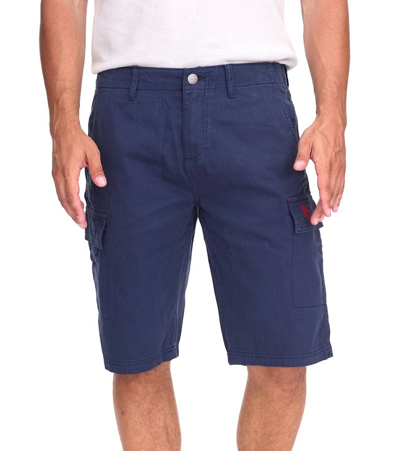 U.S. POLO ASSN. Herren Freizeit-Cargo Shorts leichte Freizeit-Short mit U.S. Polo Stickerei kurze Hose 143 68147 52661 171 Dunkelblau/Rot von U.S. POLO ASSN.