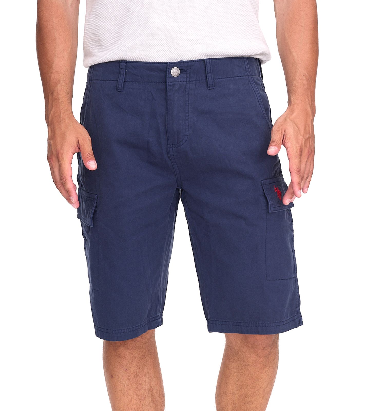 U.S. POLO ASSN. Herren Freizeit-Cargo Shorts leichte Freizeit-Short mit U.S. Polo Stickerei kurze Hose 143 68147 52661 171 Dunkelblau/Rot von U.S. POLO ASSN.
