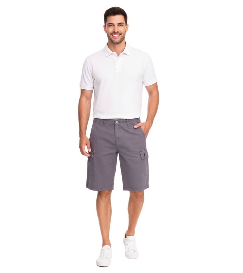 U.S. POLO ASSN. Herren Freizeit-Cargo Shorts leichte Freizeit-Shorts mit U.S. Polo Stickerei kurze Hose 143 68147 52661 381 Grau von U.S. POLO ASSN.