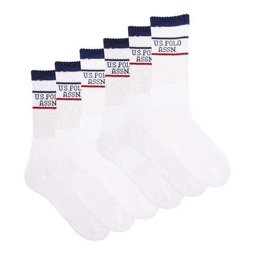 U.S. POLO ASSN. Herren Frottee-Sportsocken, Atmungsaktive Tennis-Crew-Socken mit Gesticktem Logo, Täglicher Komfort für Sport und Freizeit, Mehrfachpackung [US203UL_101_I_2] von U.S. POLO ASSN.