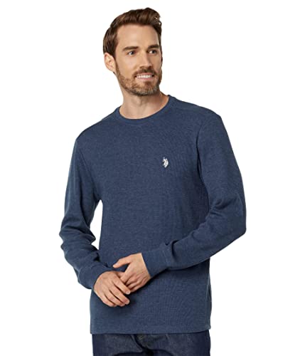 U.S. Polo Assn. Herren Long Sleeve Crew Neck Solid Thermal Shirt Sweatshirt, Spülen Blue Heather, X-Large von U.S. Polo Assn.