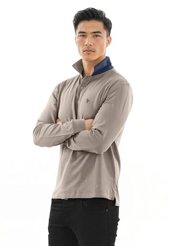 U.S. POLO ASSN. Herren Polo Shirt (M-3XL) Basic Langarm Polohemd Longsleeve Casual Oberteil P004 – Dunkelgrau-Navy – Größe 2XL von U.S. POLO ASSN.