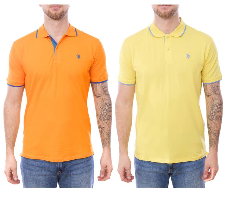 U.S. POLO ASSN. Herren Polo-Shirt Basic-Shirt Baumwoll-Shirt Kurzarm-Shirt 197 63899 52520 Gelb oder Orange von U.S. POLO ASSN.