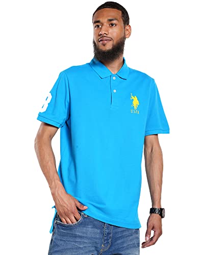 U.S. Polo Assn. Herren Poloshirt Solid Pique, Blaugrün, Blau, Mittel von U.S. Polo Assn.