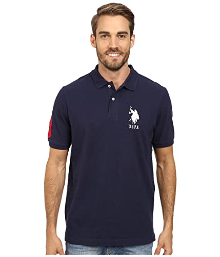 U.S. Polo Assn. Herren Poloshirt Solid Pique, Klassisches Marineblau/Weiß, L von U.S. Polo Assn.