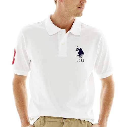 U.S. Polo Assn. Herren Poloshirt aus festem Piqué Polohemd, Weiss/opulenter Garten, XL von U.S. Polo Assn.