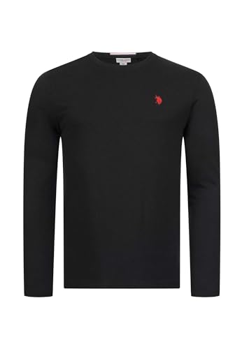 U.S. POLO ASSN. Herren Shirt (M-3XL) Basic Langarm Rundhals Longsleeve Casual Oberteil P003 - Schwarz-Rot Größe 3XL - Gr. 3XL von U.S. POLO ASSN.