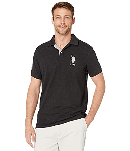 U.S. Polo Assn. Herren Slim Fit Solid Short Sleeve Pique Polo Shirt Polohemd, Black Heather-6543, X-Groß von U.S. Polo Assn.