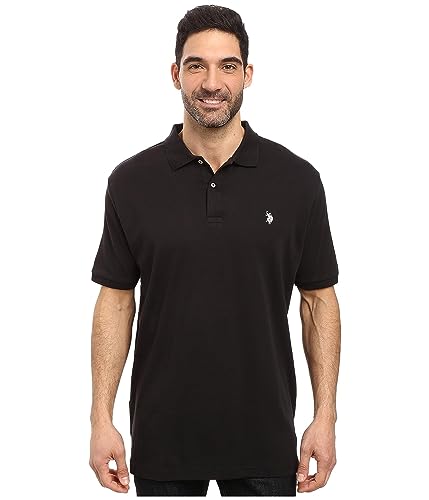 U.S. POLO ASSN. Herren Solid Interlock Polo Shirt Polohemd, schwarz, Groß von U.S. POLO ASSN.