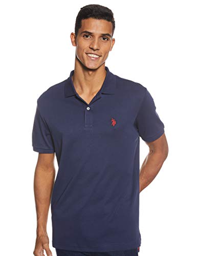 U.S. POLO ASSN. Herren Solid Interlock Polo Shirt Poloshirt, Klassisches Marineblau, Mittel von U.S. POLO ASSN.