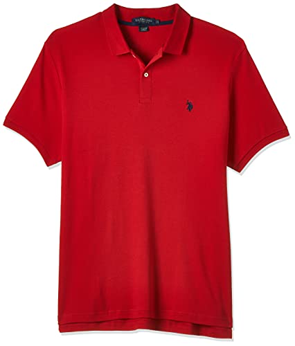 U.S. Polo Assn. Herren Solid Interlock Polo Shirt Poloshirt, Motor-Rot, Groß von U.S. Polo Assn.