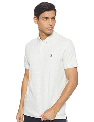 U.S. POLO ASSN. Herren Solid Interlock Short-Sleeve Polo Shirt Polohemd, Sommerflocken-3045, Groß von U.S. POLO ASSN.