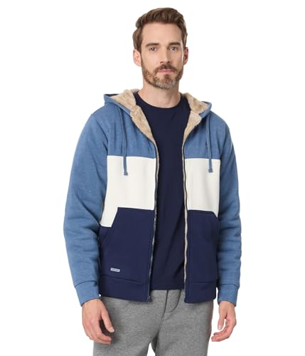 U.S. POLO ASSN. Herren Standard USPA Colorblock Full Zip Sherpa Hoodie Colorado Blue Heather von U.S. POLO ASSN.