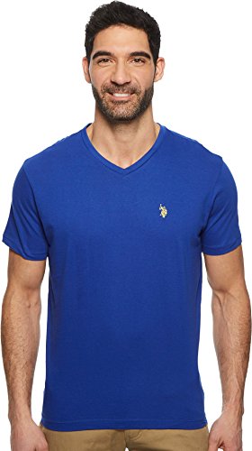 U.S. POLO ASSN. Herren T-Shirt mit V-Ausschnitt, Kobaltblau/gelb, Klein von U.S. POLO ASSN.