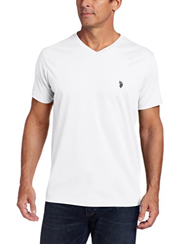 U.S. POLO ASSN. Herren T-Shirt mit V-Ausschnitt, Weiß, Groß von U.S. POLO ASSN.