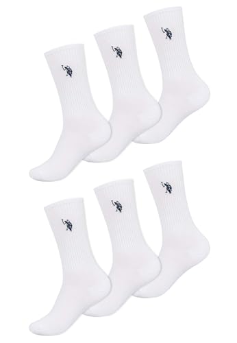 U.S. POLO ASSN. Herren Tennissocken (39-46) im 6er-Pack, Baumwollmix, atmungsaktiv - P013 - Weiss-Navy Größe 43-46 - Gr.43-46 von U.S. POLO ASSN.