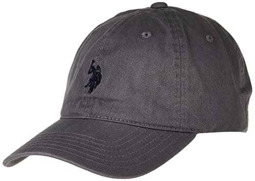 U.S. POLO ASSN. Herren Mens Washed Twill Cotton Adjustable Baseball Hat with Pony Logo and Curved Brim Baseballkappe, grau dunkel, Einheitsgröße von U.S. POLO ASSN.