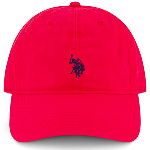 U.S. Polo Assn. Herren US Polo Assn Baumwolle, verstellbar, Gebogene Krempe, mit gesticktem kleinen Pony-Logo Baseballkappe, rot, Einheitsgröße (6er Pack) von U.S. Polo Assn.