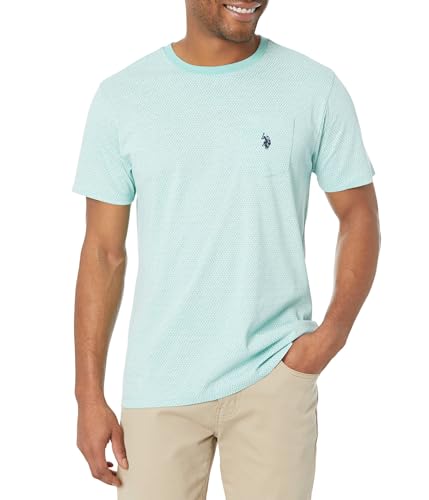 U.S. POLO ASSN. T-Shirt mit Rundhalsausschnitt und Taschen, Jade Green Heather, Groß von U.S. POLO ASSN.
