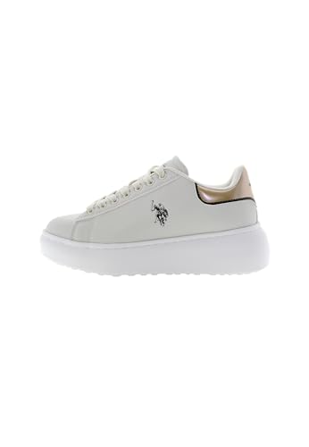 U.S. Polo Assn. - Turnschuhe MEGHAN001WDY1 aus synthetisch, weiß-Gold-schwarz (40) von U.S.POLO ASSN.