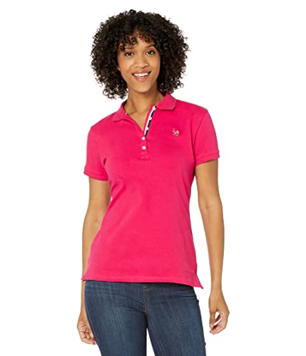 U.S. Polo Assn. Damen Solid Small Pony Interlock Poloshirt, Electric Fuchsia, Groß von U.S. Polo Assn.