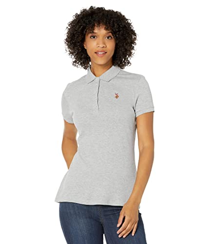 U.S. Polo Assn. Damen Solid Small Pony Interlock Poloshirt, Hellgrau meliert, X-Groß von U.S. Polo Assn.