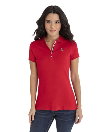U.S. Polo Assn. Damen Solid Small Pony Interlock Poloshirt, Motor-Rot, X-Groß von U.S. POLO ASSN.