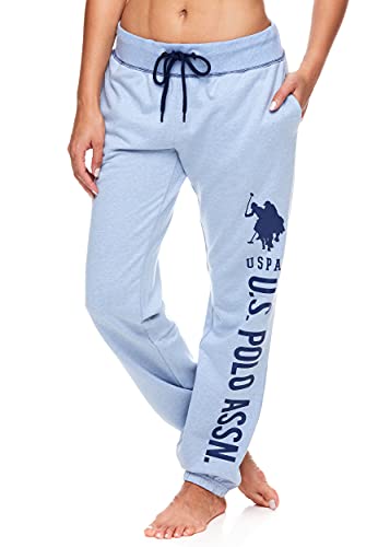 U.S. Polo Assn. Essentials Womens French Terry Jogger Lounge Sleep Sweatpants with Pockets Pajamas Blue Yonder Heather with Navy Blue Print 2 Small von U.S. Polo Assn.