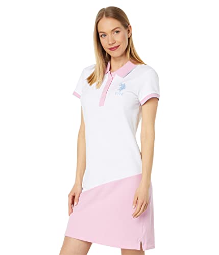 U.S. Polo Assn. Farbblockiertes Polokleid, Weiß/Pink, Small von U.S. POLO ASSN.