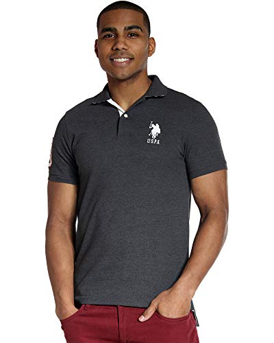 U.S. Polo Assn. Herren Kurzärmliges Poloshirt mit Applikationen Polohemd, Heather Dunkelgrau, L von U.S. Polo Assn.
