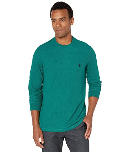 U.S. Polo Assn. Herren Langarm Rundhals Solid Thermohemd, Peacock Heather, Klein von U.S. Polo Assn.