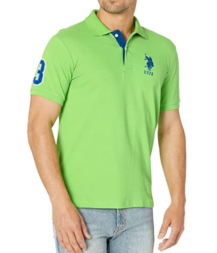 U.S. Polo Assn. Herren Poloshirt Kurzarm mit Applikation, Neongrün, Klein von U.S. Polo Assn.